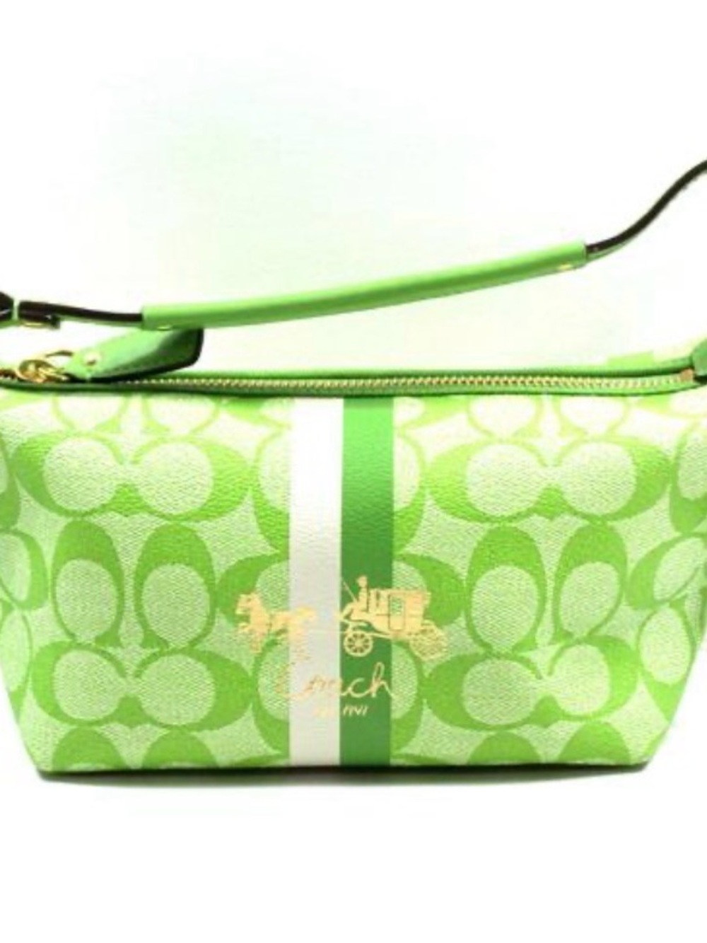 Coach Green Signature Stripe shoulder bag